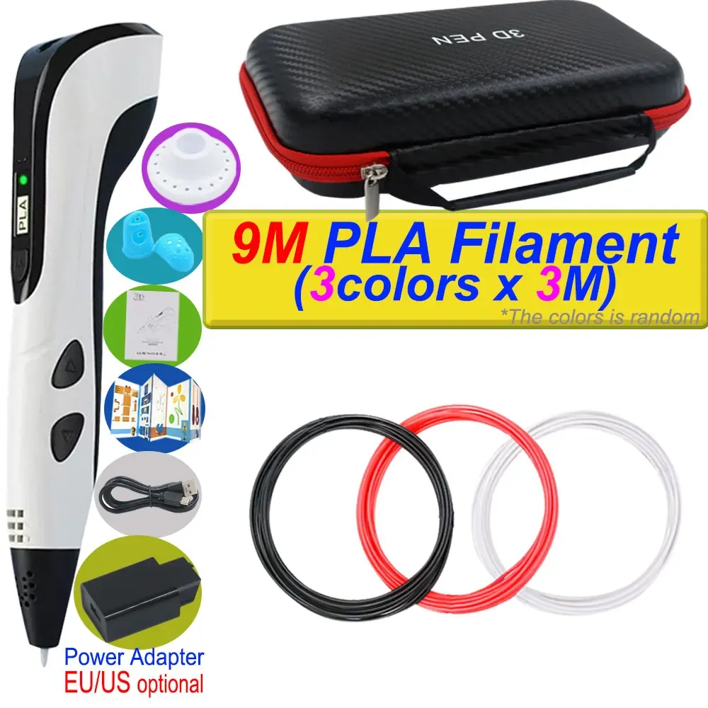 Stylo 3D Sculpio Créatif PLA blanc avec écran LCD, filament et accessoires fournis